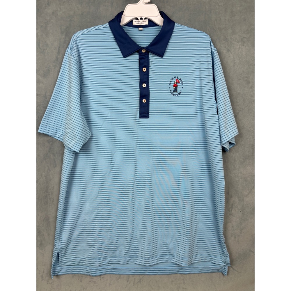 Peter Millar 124th US Open Pinehurst Polo Shirt Mens XL Blue MF24EK20US